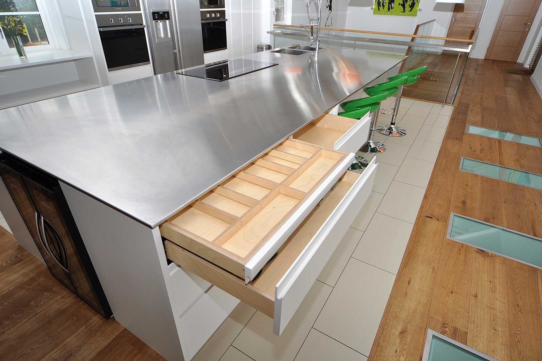 Bent over kitchen counter