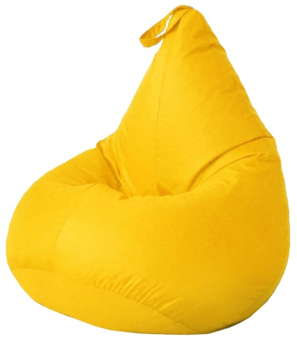 Кресло бескаркасное груша горчица, размер стандарт, мебельный велюр