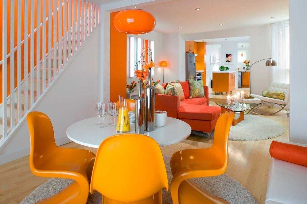 Оранжевый цвет в интерьере - 50 фото идей дизайна