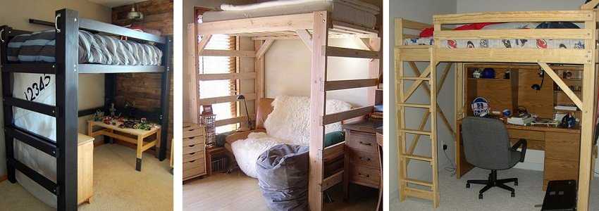 Кровать под потолком: разновидности кроватей-чердаков, чертёж и размеры, необходимые материалы, фурнитура и крепежи, используемые инструменты
