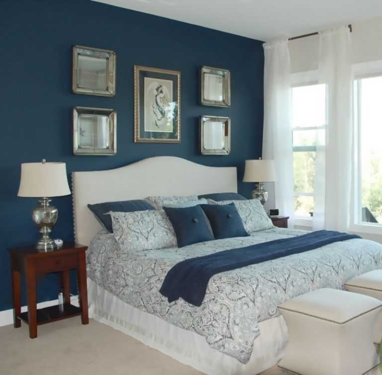 Спальня в синих тонах: дизайн интерьера, возможные сочетания цветов + фото