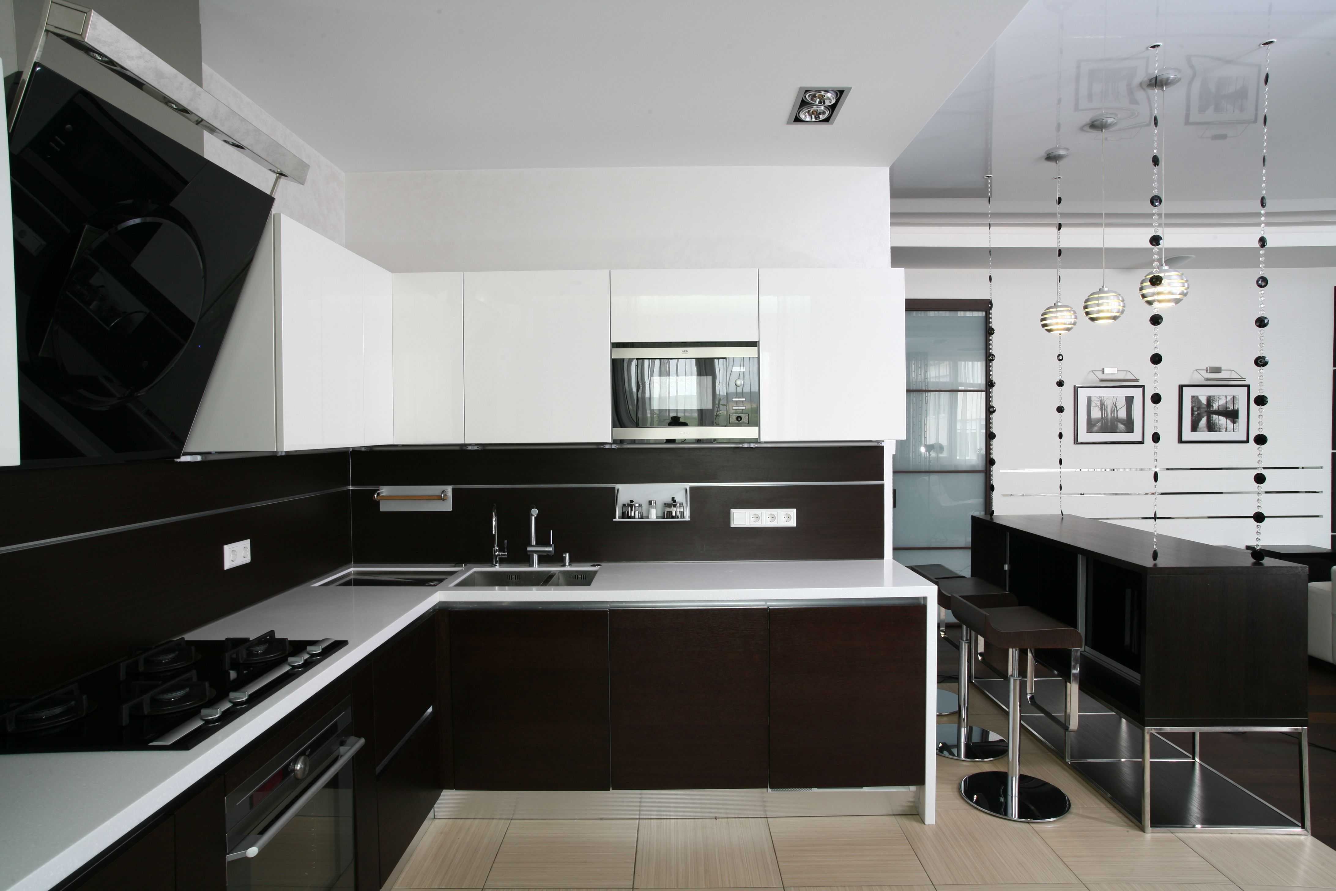 Черно-белая кухня: плюсы, минусы, сочетания и фото примеры интерьеров кухни