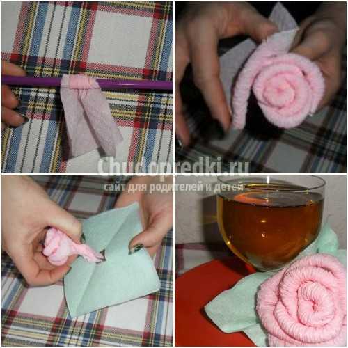 Как сделать розу из тканевой салфетки: 8 шагов