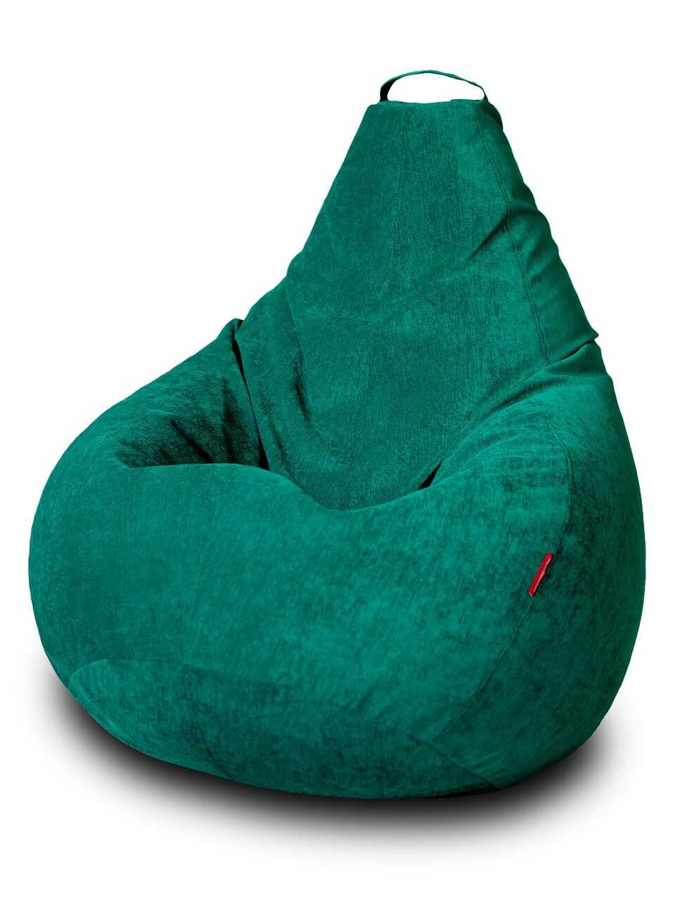Кресло бескаркасное груша ментол, размер компакт, мебельный велюр