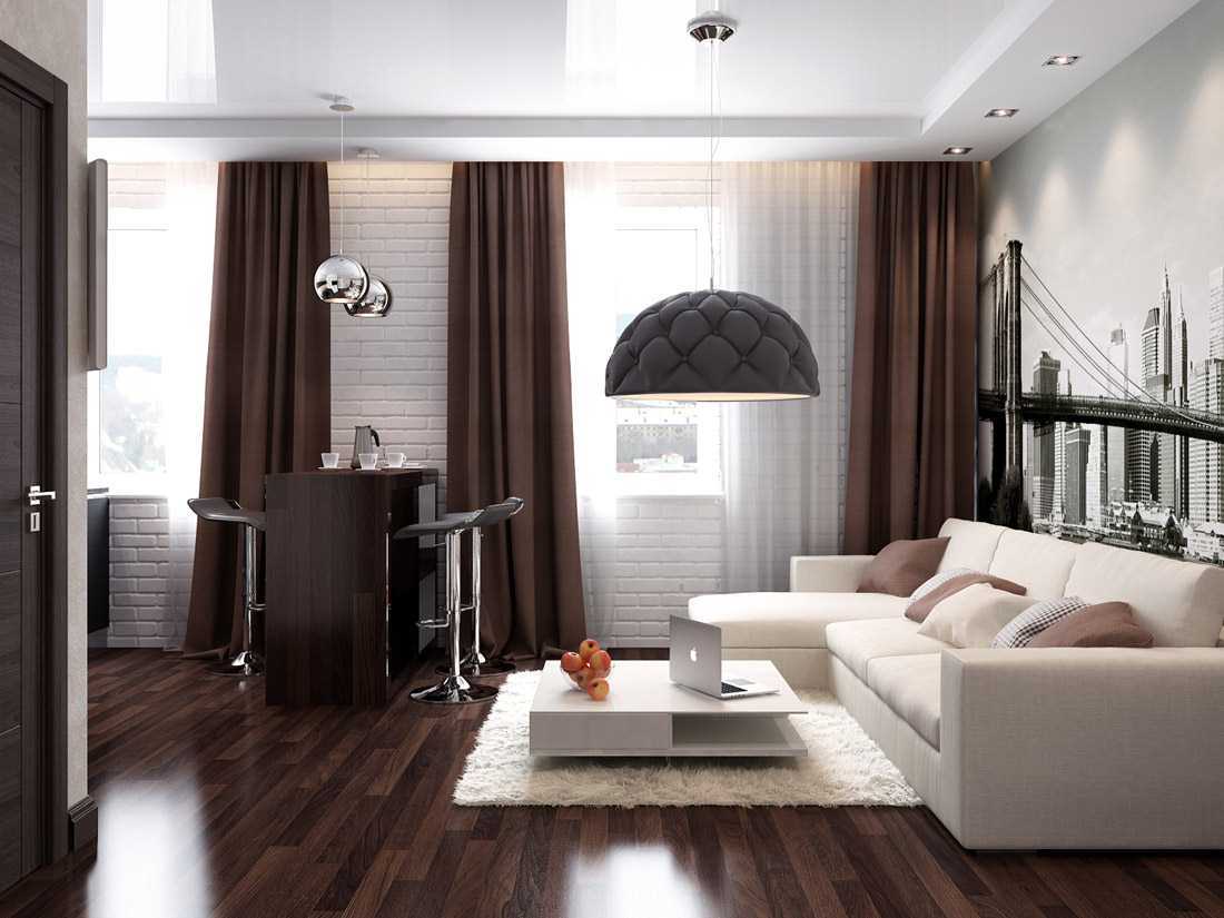 Коричневая мебель: элегантные сочетаний с серым и белым (110 фото)