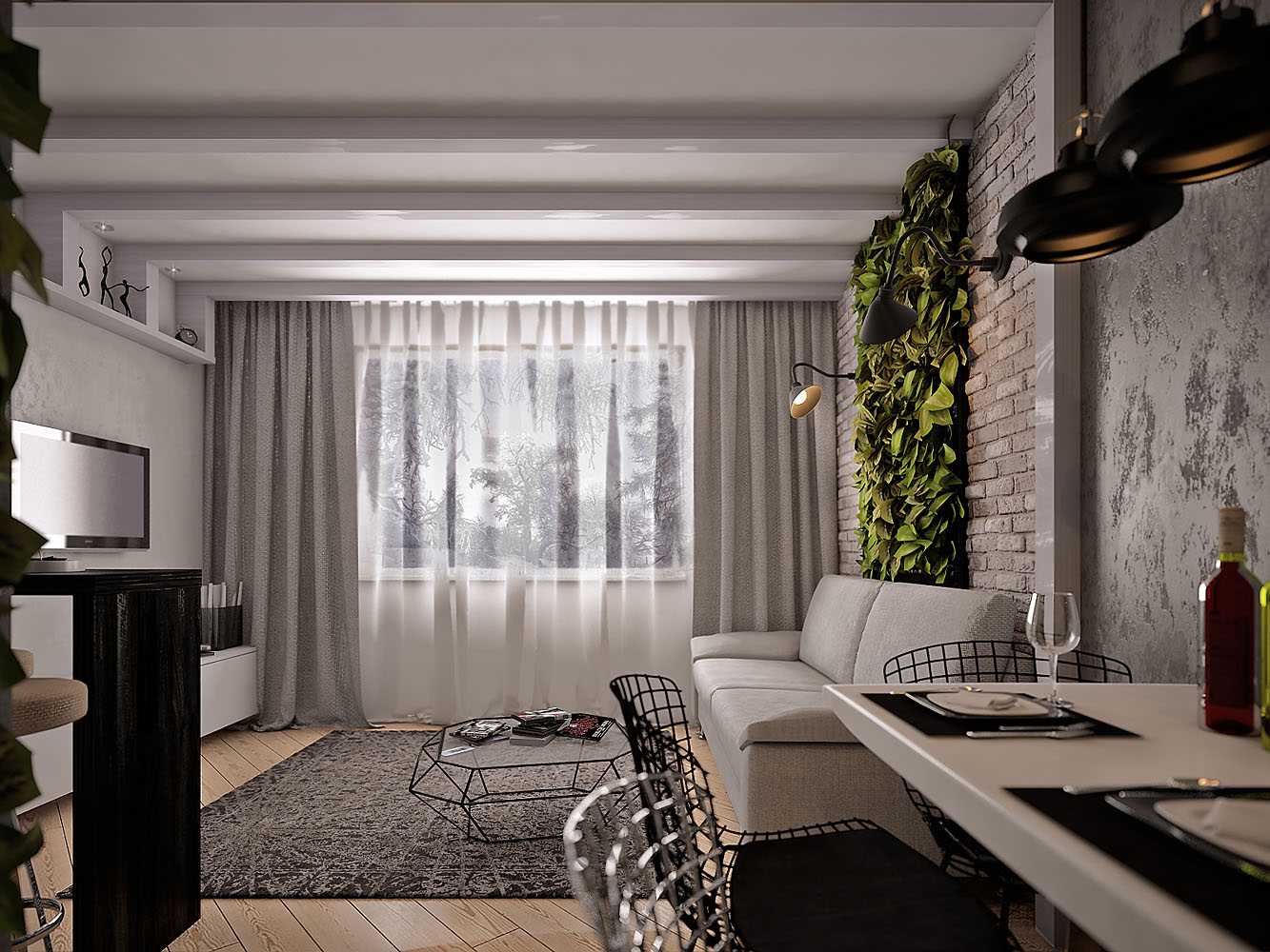Комфорт и простота: дизайн интерьера гостиной в стиле лофт