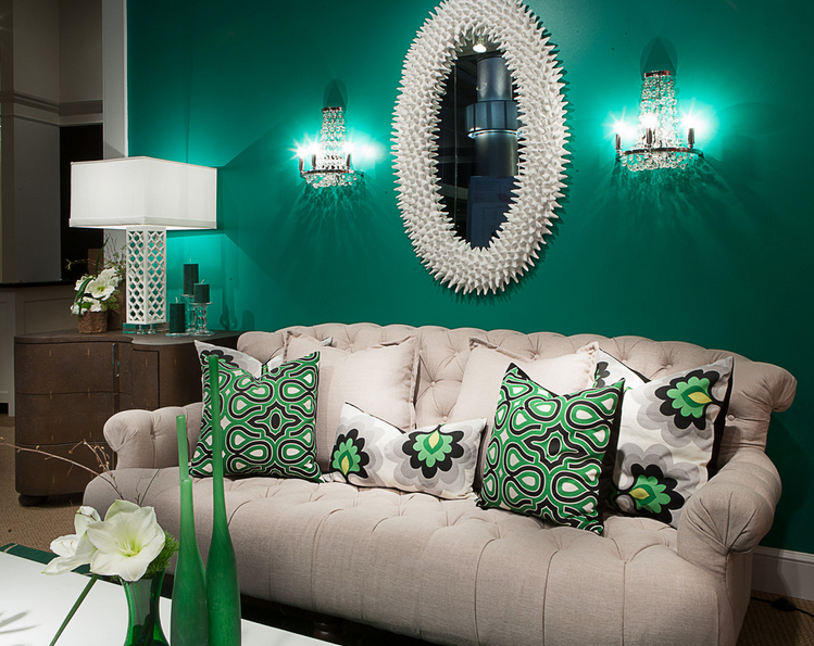 Зеленые шторы в интерьере гостиной - только лучшие варианты!