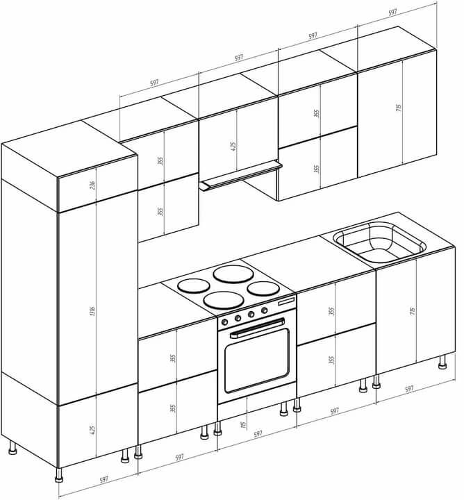 Размеры кухонных шкафов: стандарты и правила эргономики на кухне