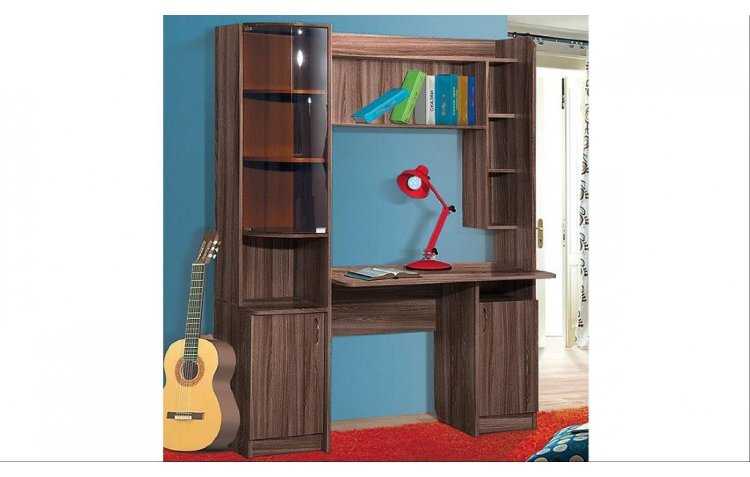 Уголок школьника со шкафом для одежды: детский письменный стол с книжным шкафом, модели-трансформеры с полками для книг
