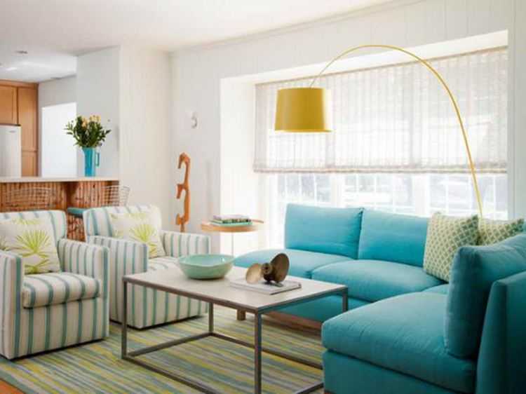 Описание и сочетание дивана бирюзового цвета