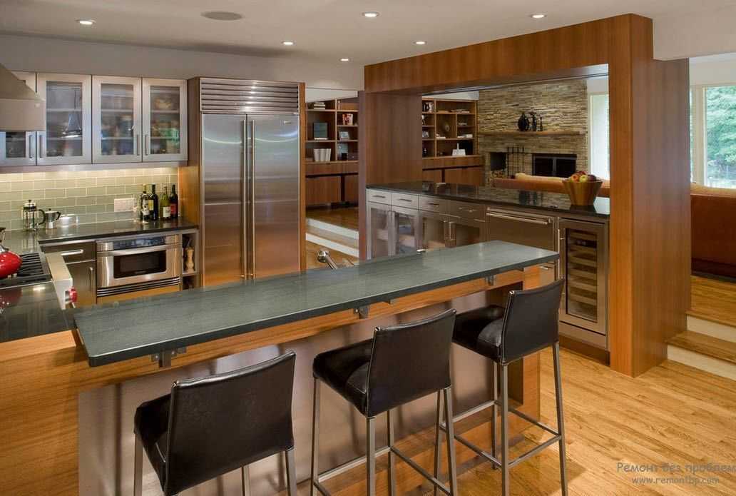 Кухня с барной стойкой - как избежать ошибки при проектировании бара на кухне (80 фото)