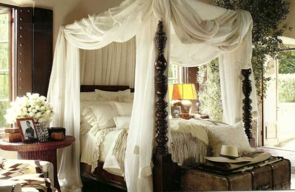 Кровать с балдахином: виды, выбор ткани, дизайн, стили, примеры в спальне и детской