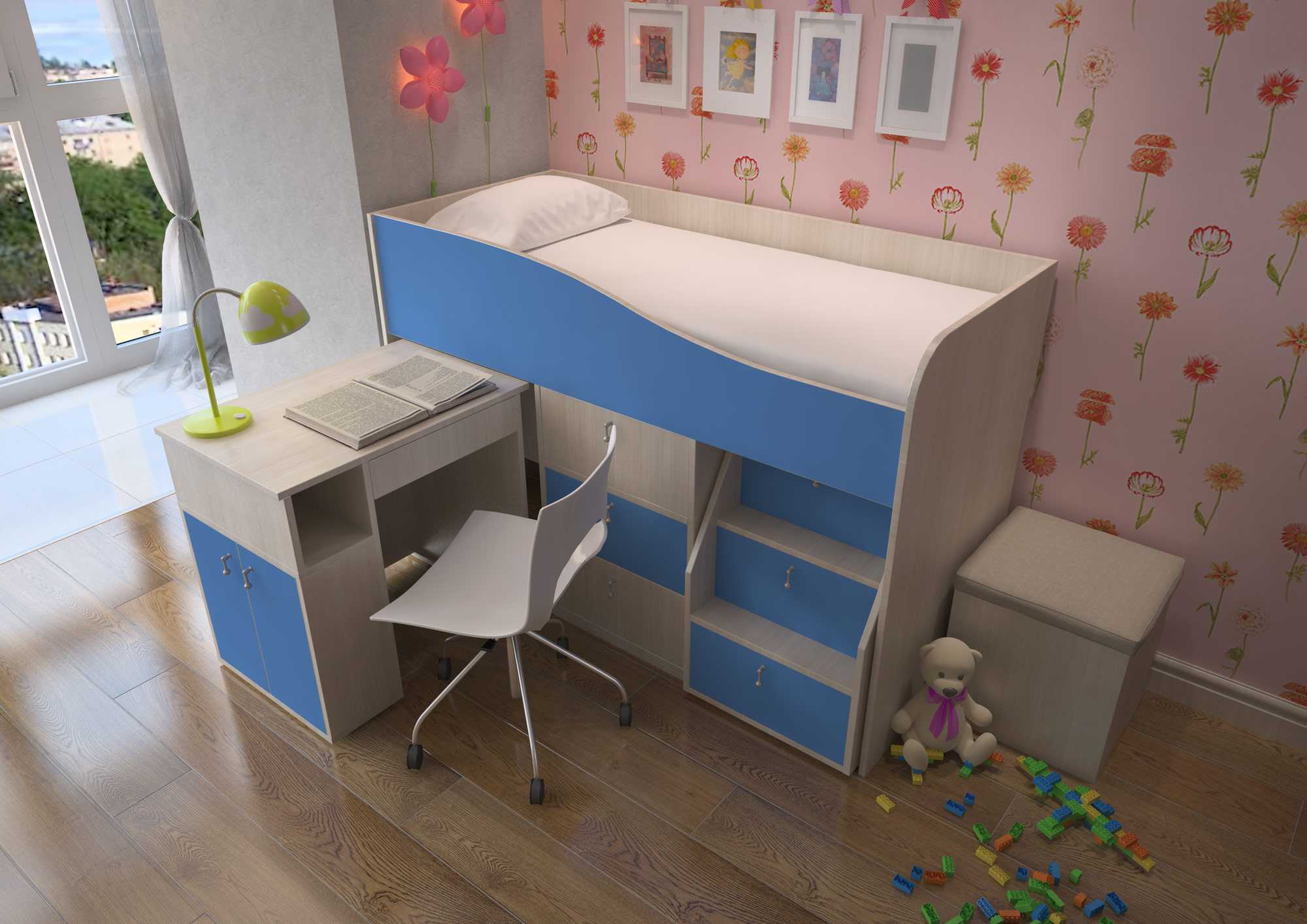 Детская кровать со столом: кровать-чердак, кровать-стол, двухъярусная кровать со столом внизу