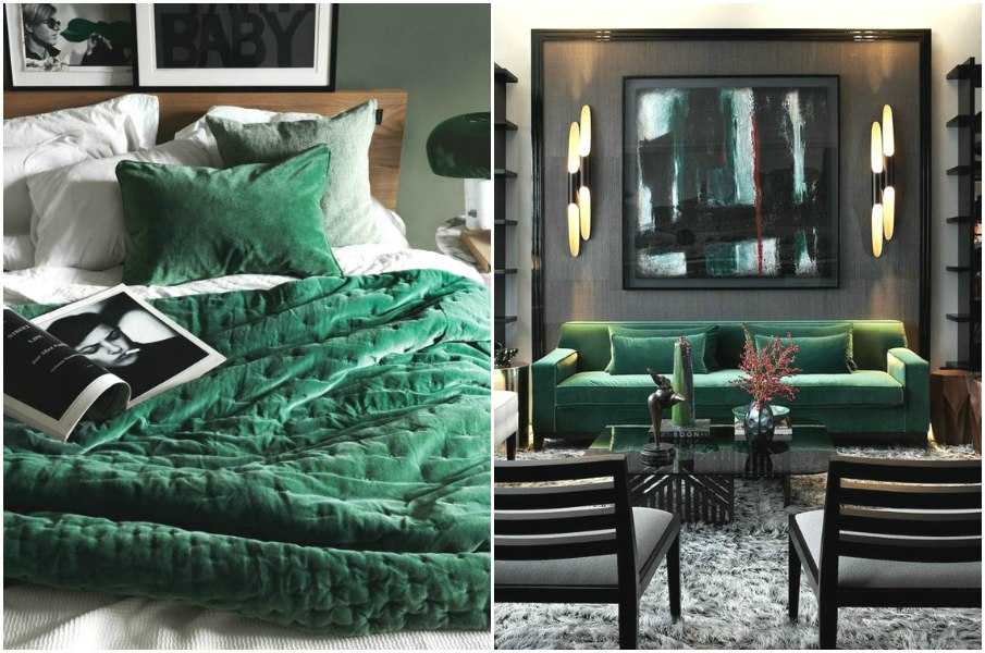 Зеленый диван в интерьере гостиной: фото интересного дизайна комнаты