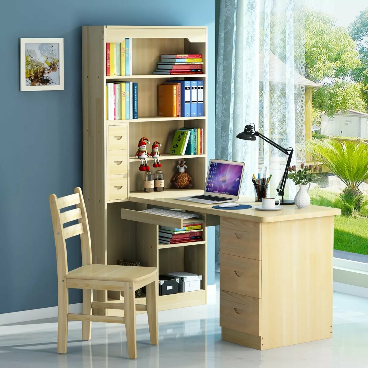 Уголок школьника со шкафом для одежды (35 фото): детский письменный стол с книжным шкафом