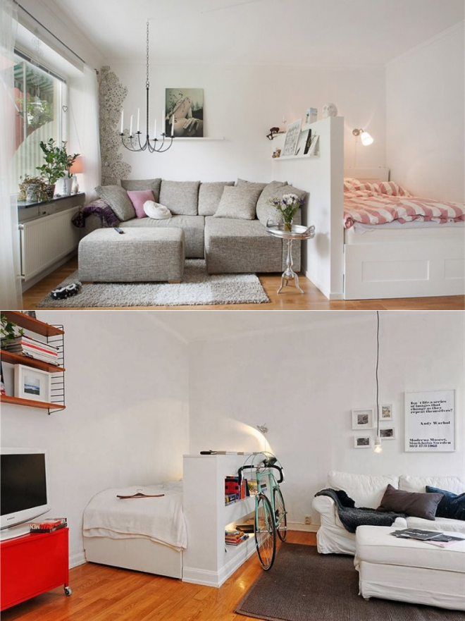 Как лучше разместить кровать в однокомнатной квартире