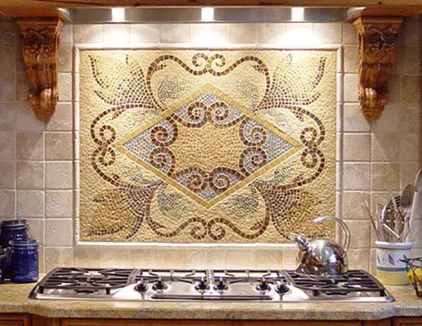 Панно из плитки на кухне (52 фото): керамическая плитка на стену в виде кухонного панно