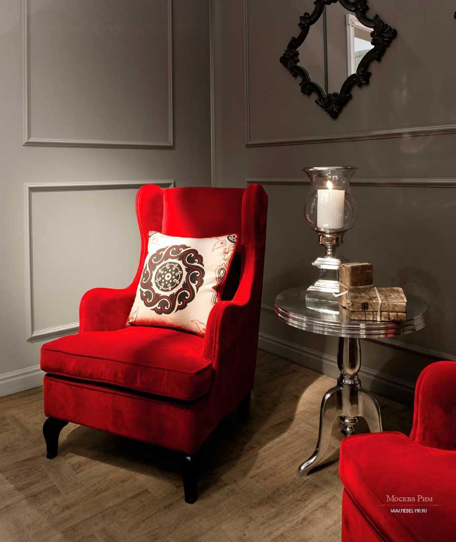 Красное кресло: красная мебель в интерьере, с жучками