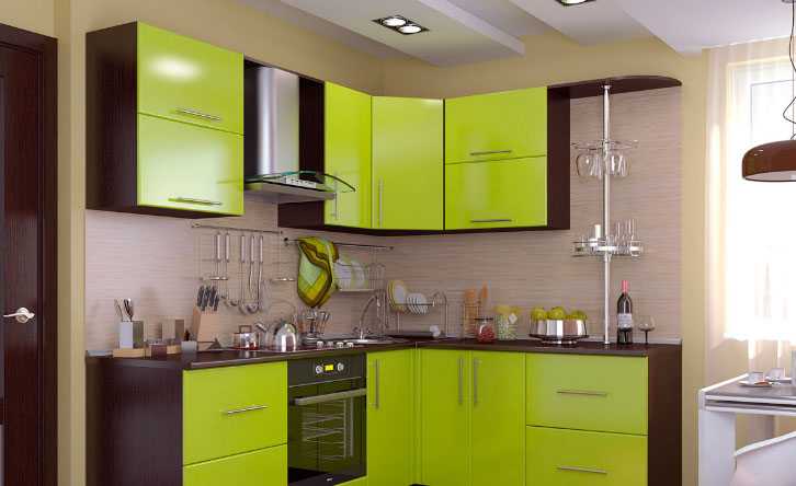 Кухня цвета лайм: сочетание с белым оттенком гарнитура или стен в интерьере