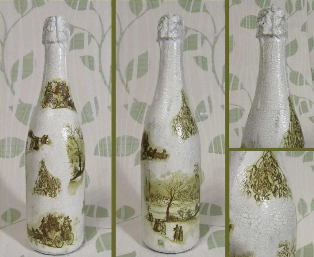 Стильный декупаж бутылок салфетками: 4 идеи и 35 фото
