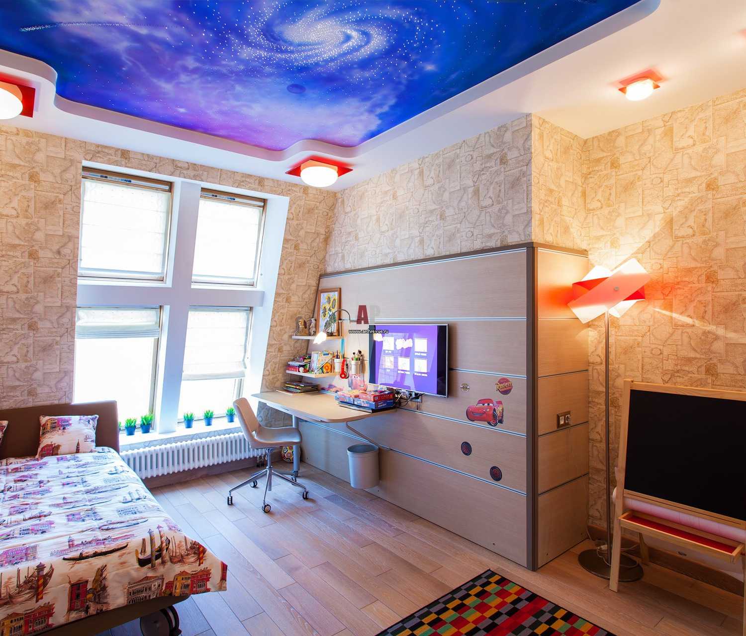 Потолок из гипсокартона в детской комнате (116 фото): подвесной гипсокартоновый потолок в спальне для мальчика или девочки