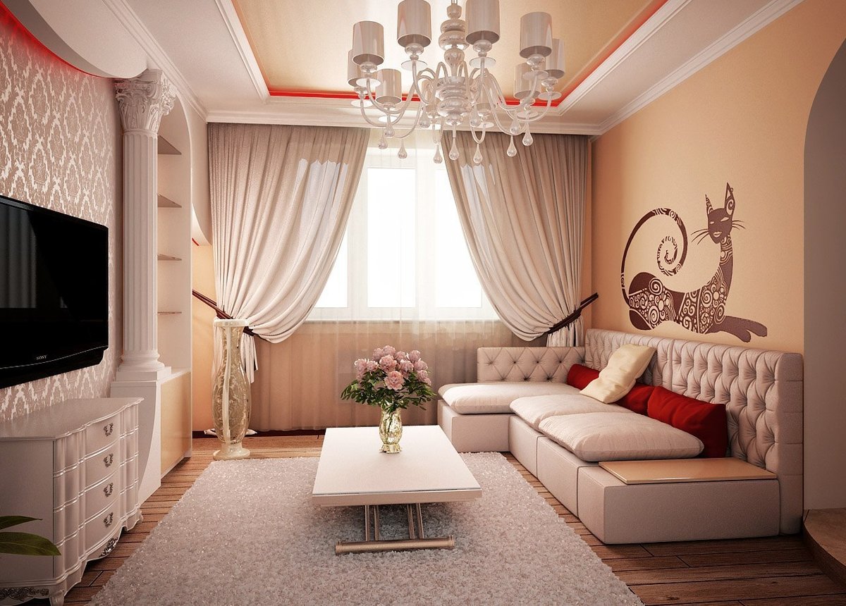 Интерьер гостиной в квартире: современные стили дизайна для маленьких комнат с фото