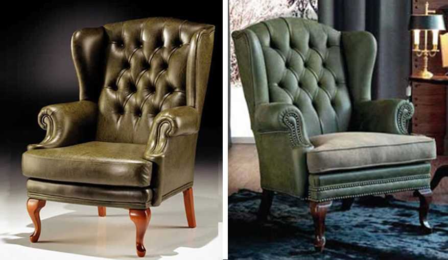 Кресло в английском стиле (18 фото): кожаные модели с высокой спинкой, подголовником и «ушами»