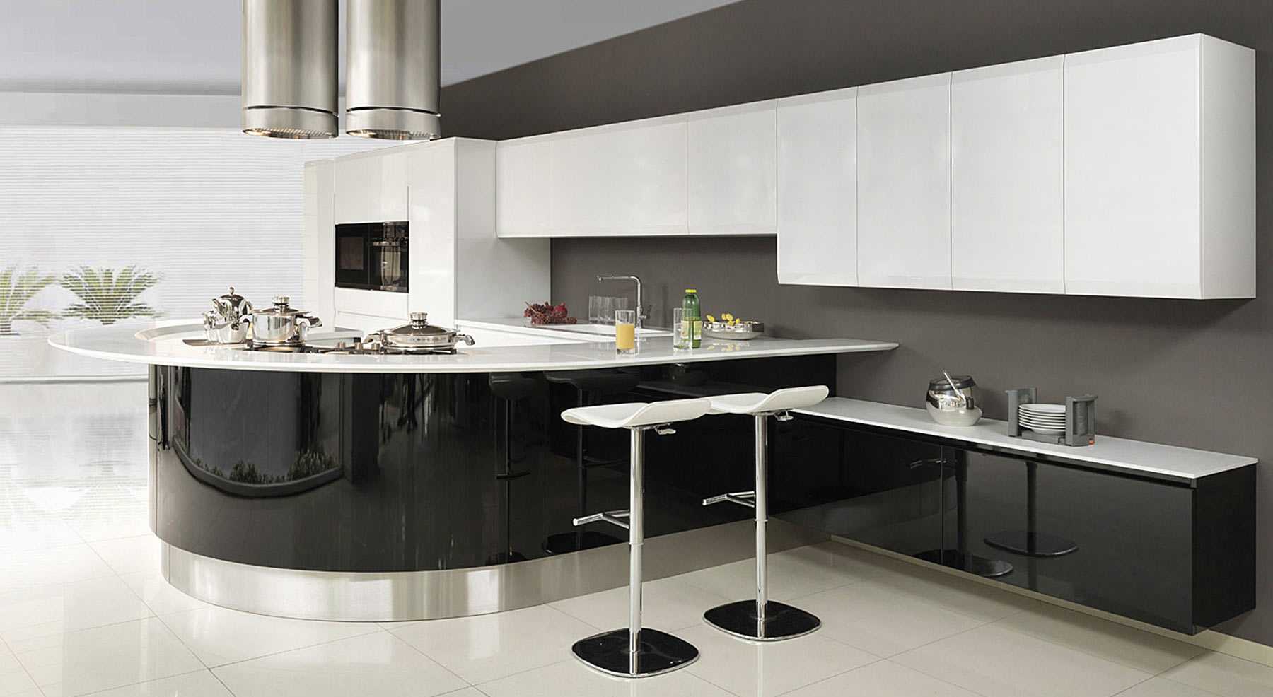 Бело-серая кухня: 50 фото идей дизайна, белая кухня с серой столешницей