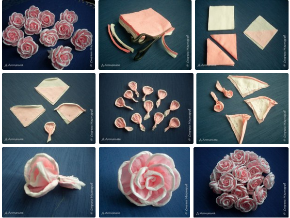 Цветы из салфеток своими руками - поэтапное изготовление бумажных цветов (видео + 120 фото)