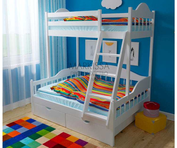 Двухъярусная кровать для детей с бортиками