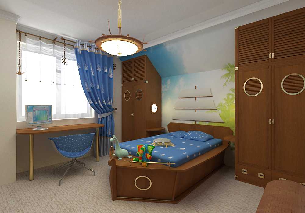 Дизайн и цвет штор для детской комнаты мальчика-подростка