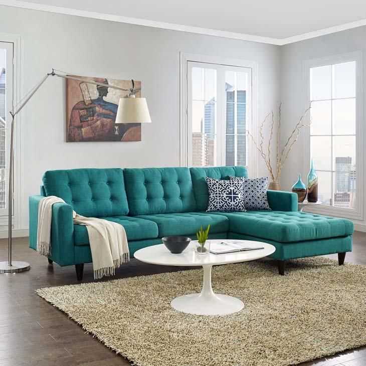 Описание и сочетание дивана бирюзового цвета