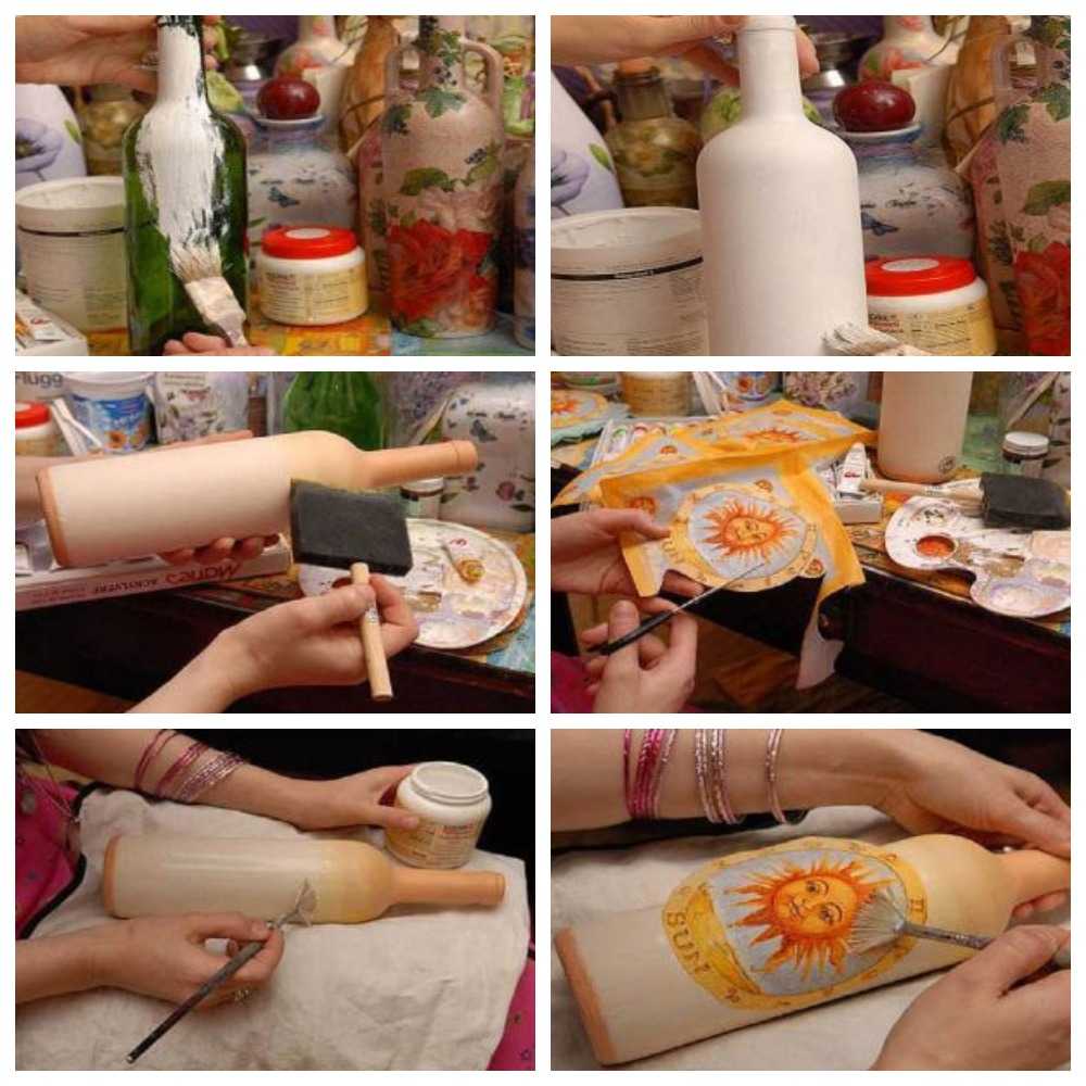 Декупаж бутылок своими руками - пошаговое описание техники декорирования для начинающих