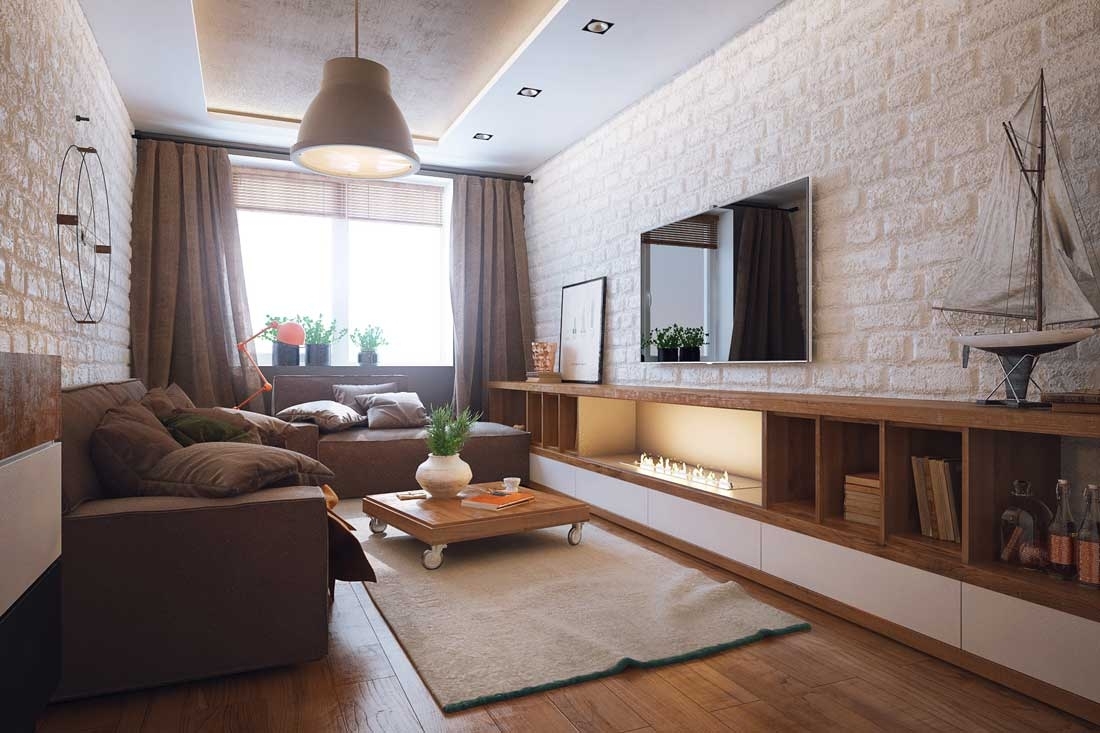 Гостиная в стиле лофт: оформление комнаты в квартире, фото интерьера