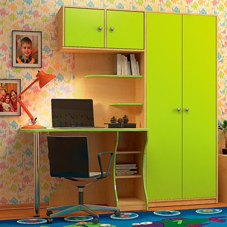 Уголок школьника со шкафом для одежды (35 фото): детский письменный стол с книжным шкафом