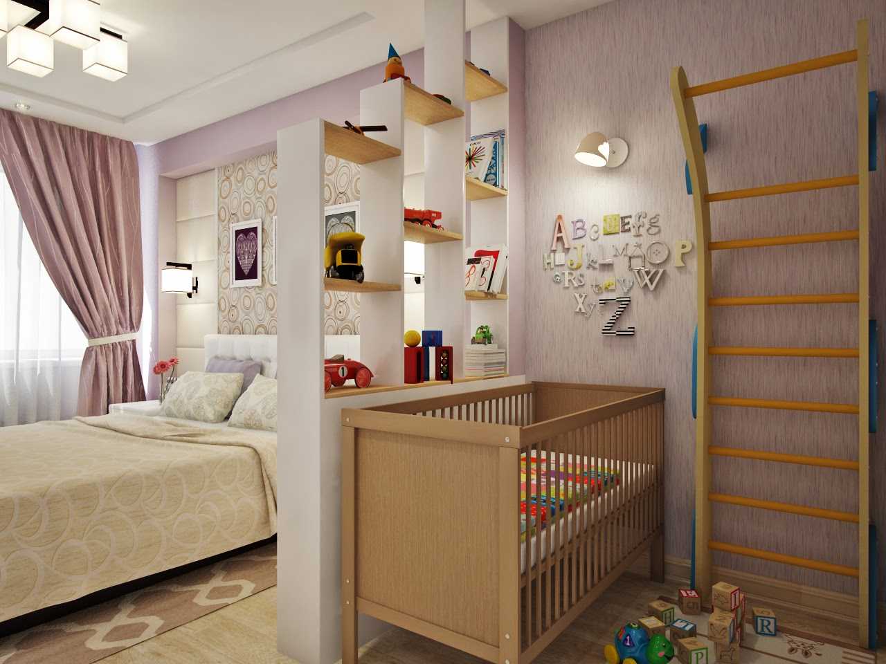 Гостиная и детская в одной комнате: как разделить на две зоны, зонирование