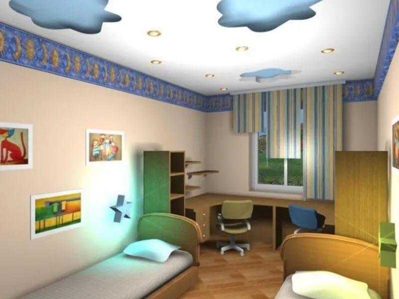 Варианты оформления и процесс монтажа гипсокартонного потолка в детской комнате