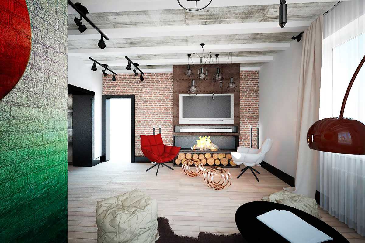 Дизайн гостиной в стиле лофт: 58 фото в интерьере