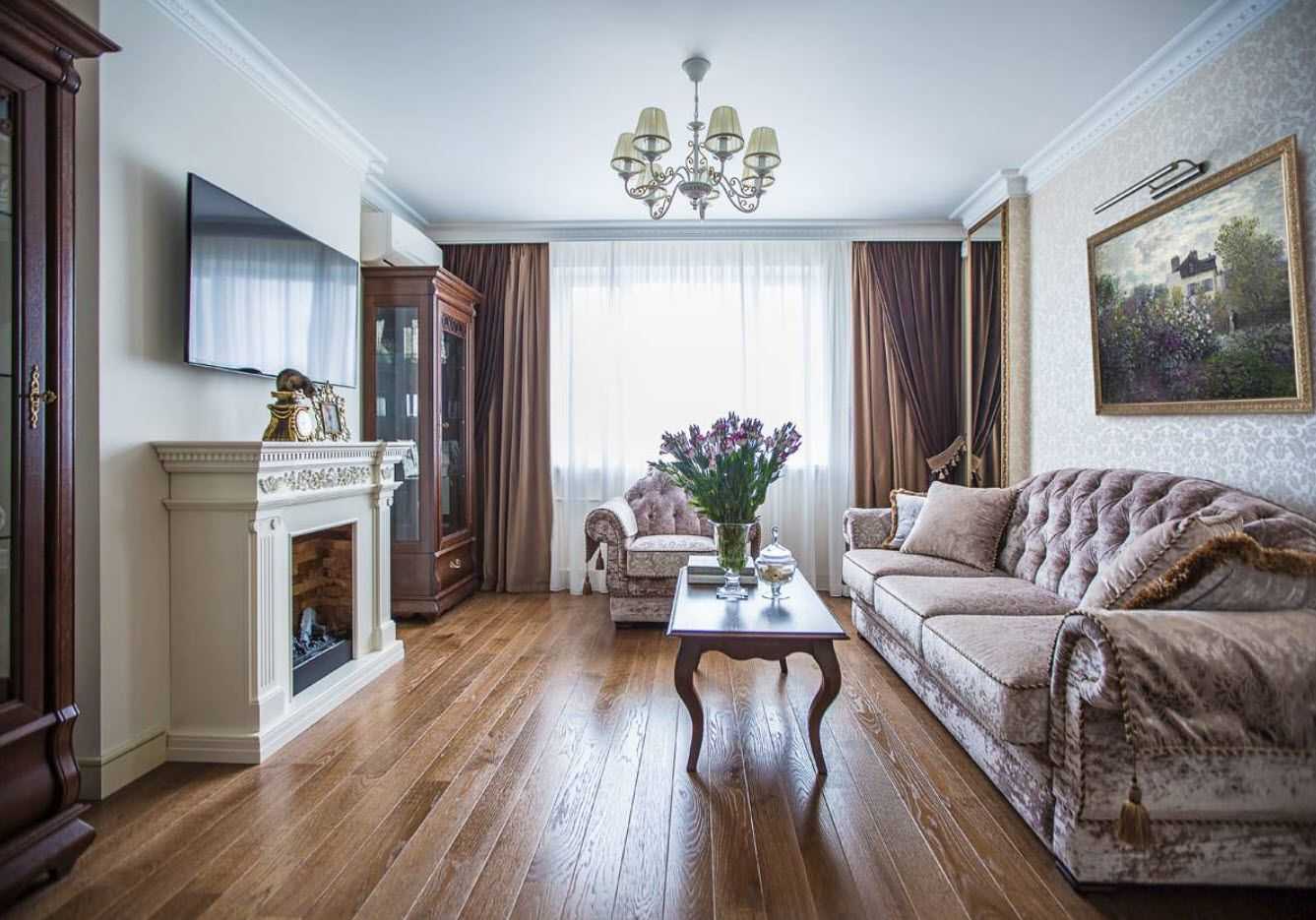 Зал в квартире: дизайн красивого интерьера маленькой гостиной с обоями, фото