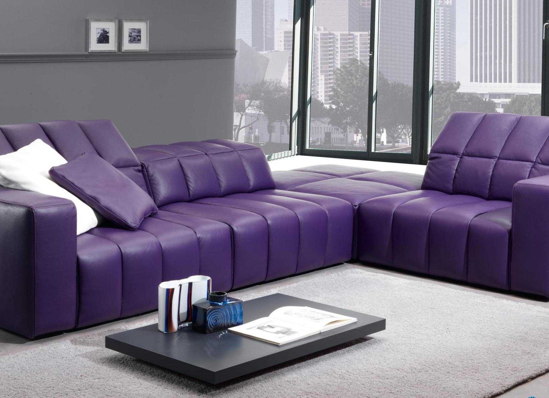Фиолетовый диван (51 фото): сиреневый и темно-фиолетовый цвета в интерьере, экокожа и бархатный