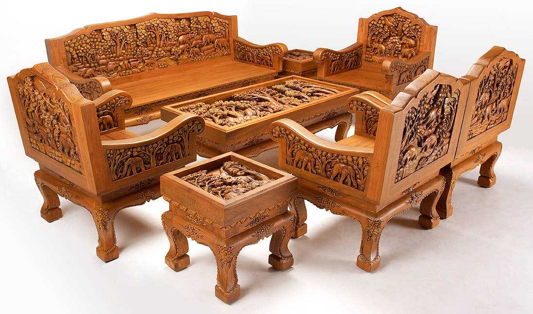 Резная мебель из дерева ручной работы