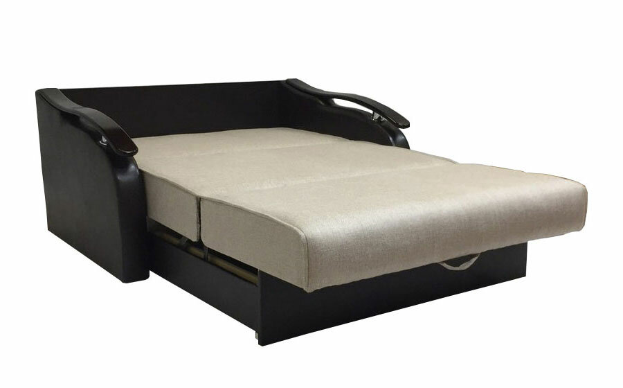 Диван-аккордеон: мебель с ящиком для белья и подлокотниками на металлокаркасе с удобным механизмом
