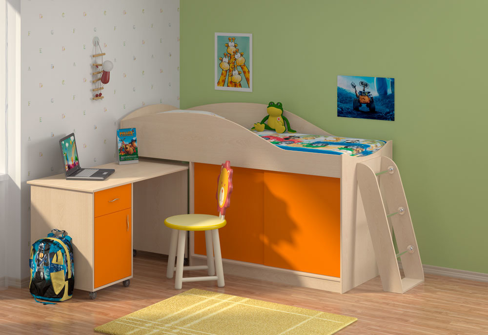 Детская кровать с уголком (29 фото): спальный гарнитур для школьника со столом, двухъярусная кровать и угловая стенка