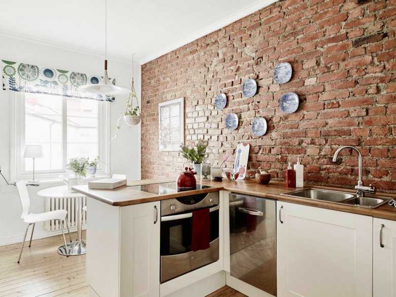 Обои под кирпич на кухне (40 фото): дизайн обоев кирпичиками, светлые и другие обои в виде кирпичной стены в интерьере кухни
